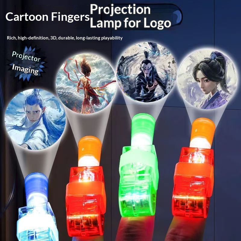 Kids LED Finger Projection Ring Light Glowing Cartoon Party Favor Toy - Image 4