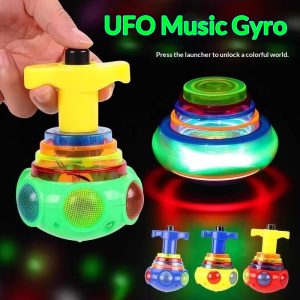Kids Light Up Spinning Top Toy Music Flashing Gyro for Outdoor Games