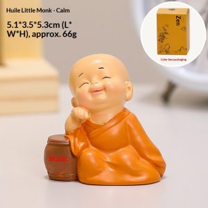 Mini Monk Resin Figurine, Zen Ornament for Desktop Home Decor