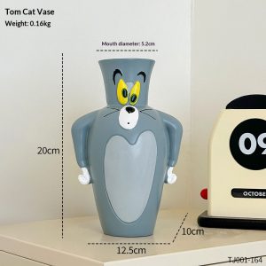 Novelty Cat Figurine Vase, Resin Desktop Home Decoration Ornament
