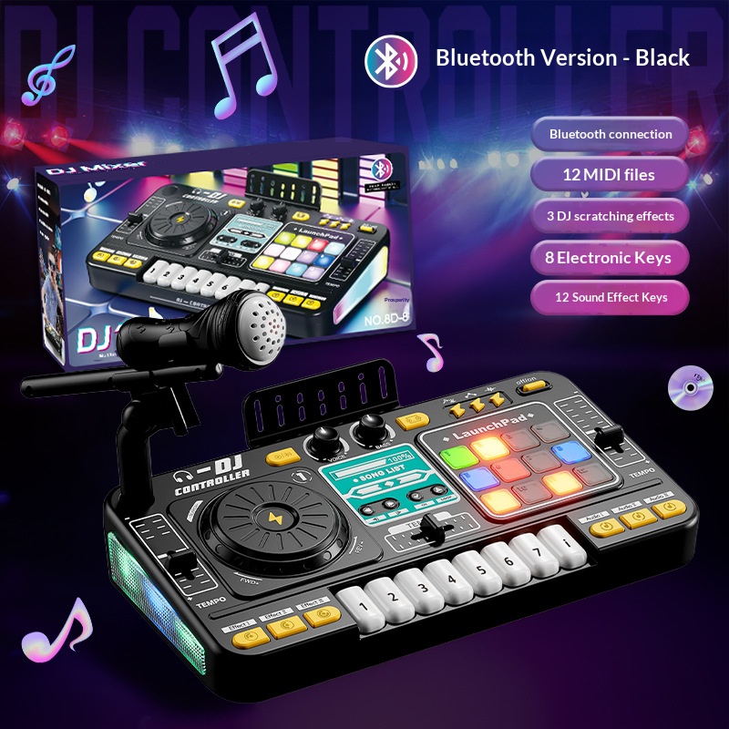 Kids DJ Music Player Toy, Multifunctional Bluetooth Musical Toy with Microphone - Image 3