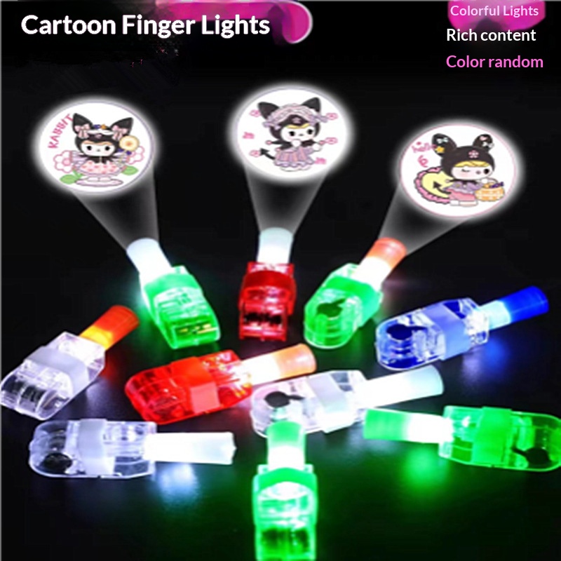 Kids LED Finger Projection Ring Light Glowing Cartoon Party Favor Toy - Image 3