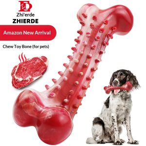 Rubber Bone Dog Chew Toy, Teeth Cleaning Durable Pet Entertainment Toy