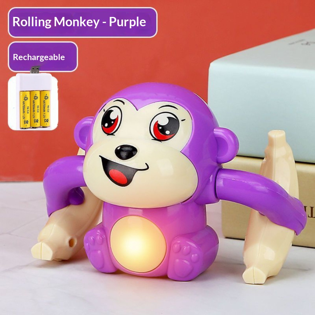Electric Tumbling Monkey Toy, Singing Light Up Crawling Training Toy for Baby - Image 7
