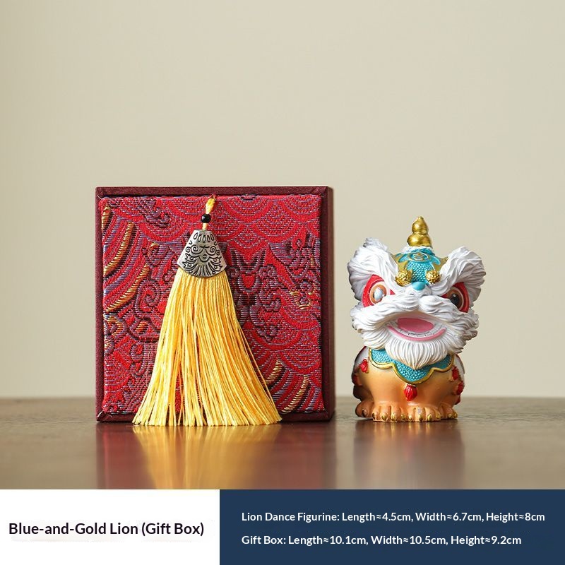 Lion Dance Resin Figurine, Chinese Style Table Ornament for Housewarming Gift - Image 3