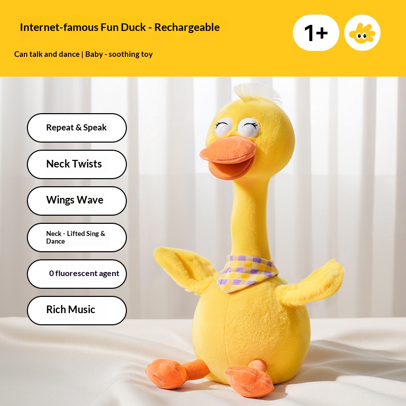 Repeating Talking Duck Plush Toy, Early Education Soothing Stuffed Doll For 0‑1 Years Old Baby - Image 3