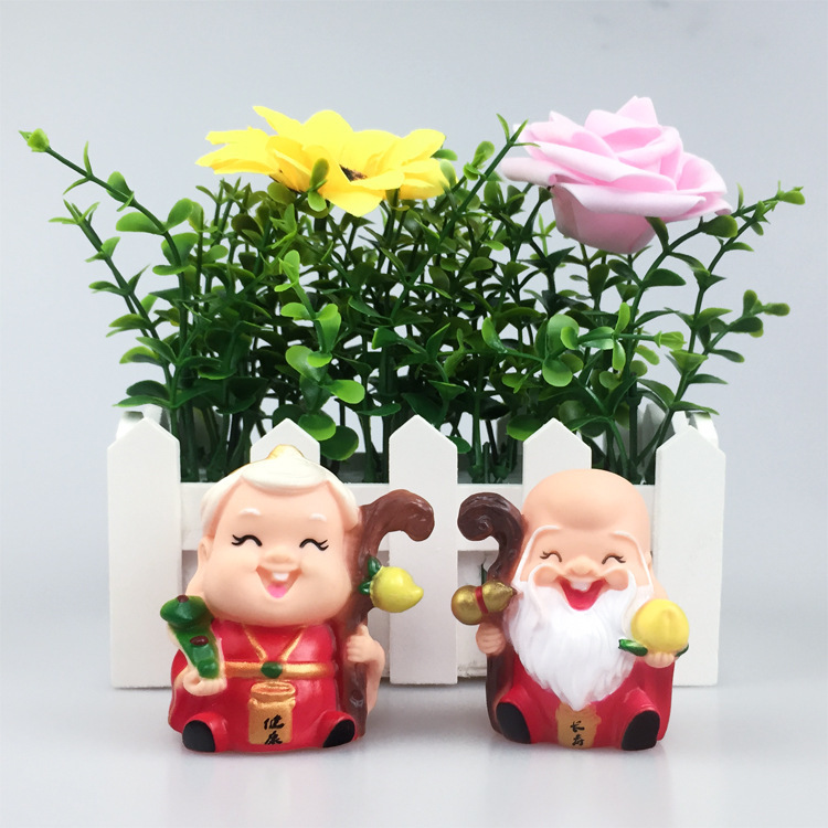 Chinese Longevity God Goddess Mini Vinyl Figurine for Cake Desktop Decor - Image 3