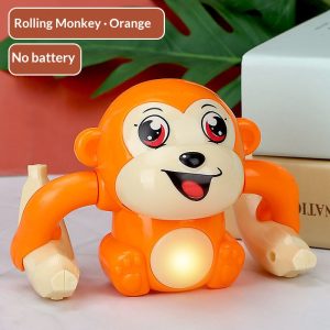 Electric Tumbling Monkey Toy, Singing Light Up Crawling Training Toy for Baby