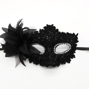 Lace Venetian Masquerade Eye Mask With Side Rose Flower For Party Beauty Decor