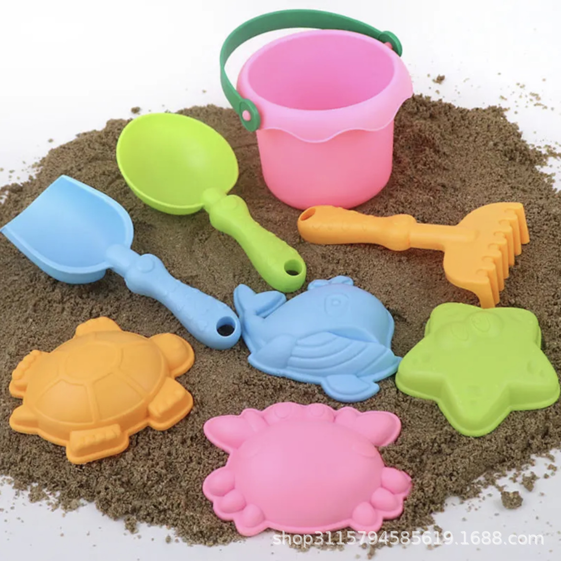 Soft Rubber Kids Beach Bucket Sand Water Play Toy - Image 8