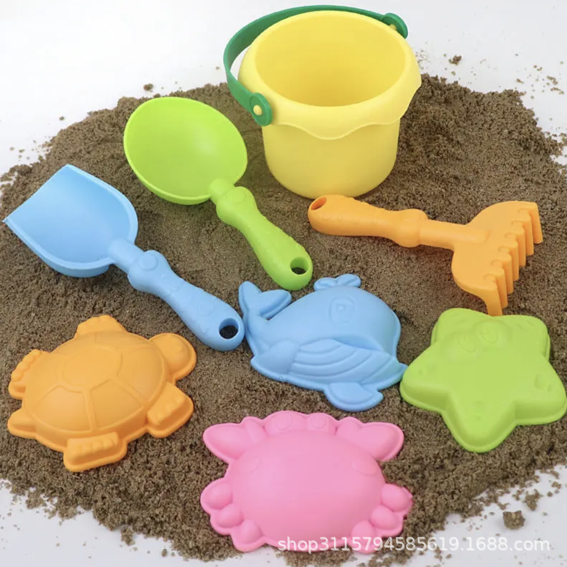 Soft Rubber Kids Beach Bucket Sand Water Play Toy - Image 9