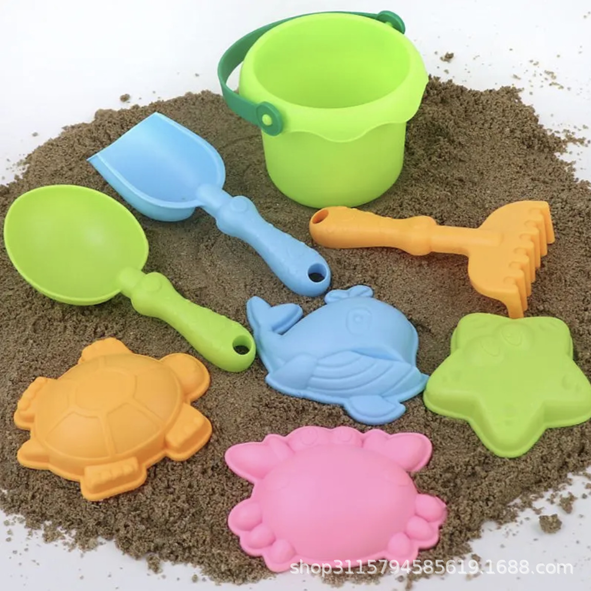 Soft Rubber Kids Beach Bucket Sand Water Play Toy - Image 7