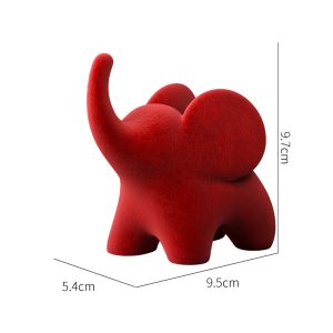 Flocked Elephant Couple Statue, Resin Home Ornament for Housewarming Gift