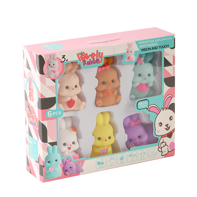 Vinyl Squeeze Toys for Children, Cartoon Cute Little Rabbit Animal Bath Toys for Babies, Wholesale