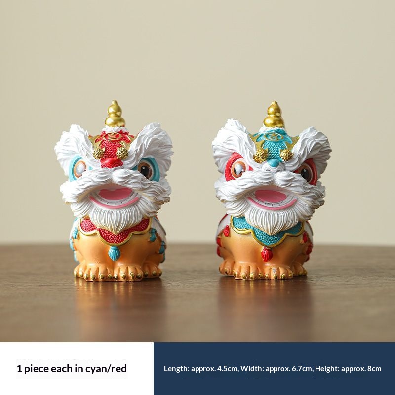 Lion Dance Resin Figurine, Chinese Style Table Ornament for Housewarming Gift - Image 6