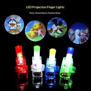 Kids LED Finger Projection Ring Light Glowing Cartoon Party Favor Toy