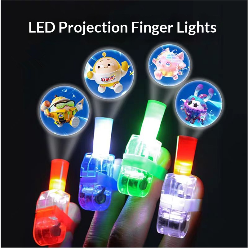 Kids LED Finger Projection Ring Light Glowing Cartoon Party Favor Toy - Image 2