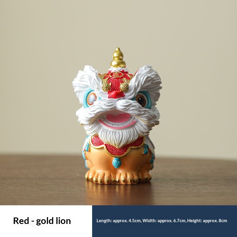 Lion Dance Resin Figurine, Chinese Style Table Ornament for Housewarming Gift - Image 5