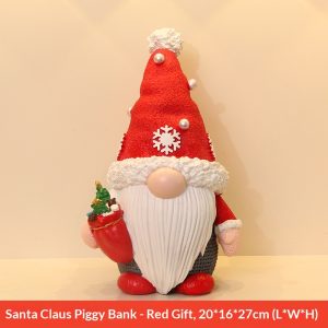Santa Resin Piggy Bank, Desktop Ornament for Christmas Home Decoration