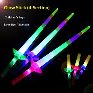 Kids Retractable LED Light Up Sword Rainbow Glow Stick Party Toy