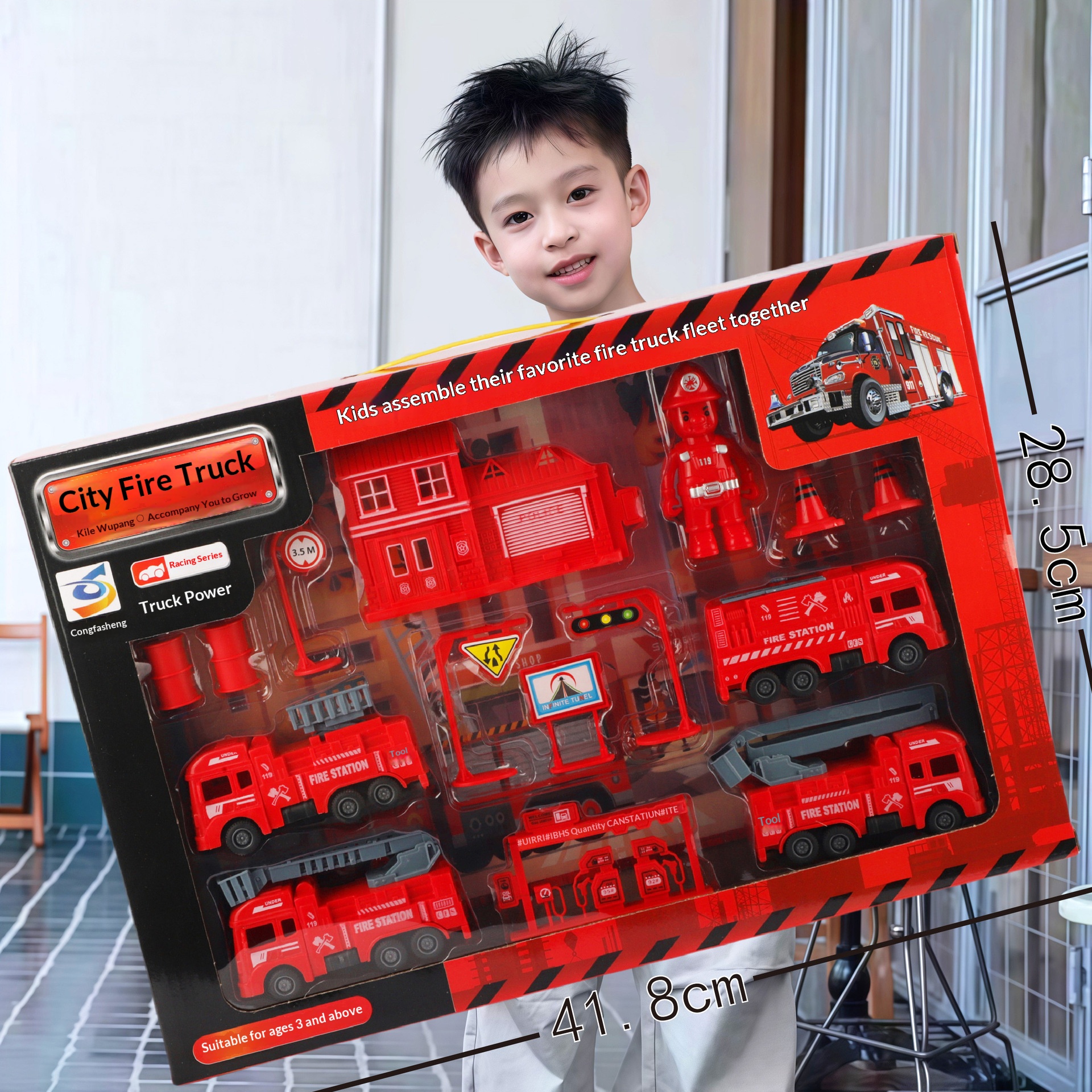 Inertia Engineering Fire Truck Toy Kids Educational STEM Car Model Boys Gift Wholesale - Image 3