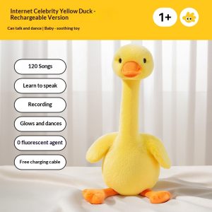 Repeating Talking Duck Plush Toy, Early Education Soothing Stuffed Doll For 0‑1 Years Old Baby