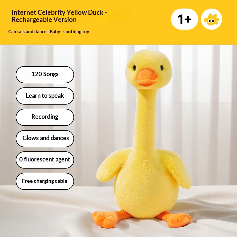 Repeating Talking Duck Plush Toy, Early Education Soothing Stuffed Doll For 0‑1 Years Old Baby